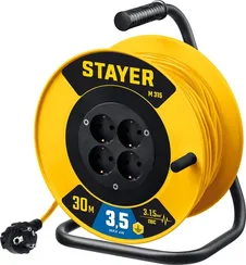 STAYER M-315, ПВС, 3 x 1.5 мм2, 30 м, 3500 Вт, силовой удлинитель на катушке (55078-30)