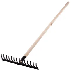 Грабли стальные, 360х1300 мм, 14 прямых зубьев, деревянный черенок, Сибртех