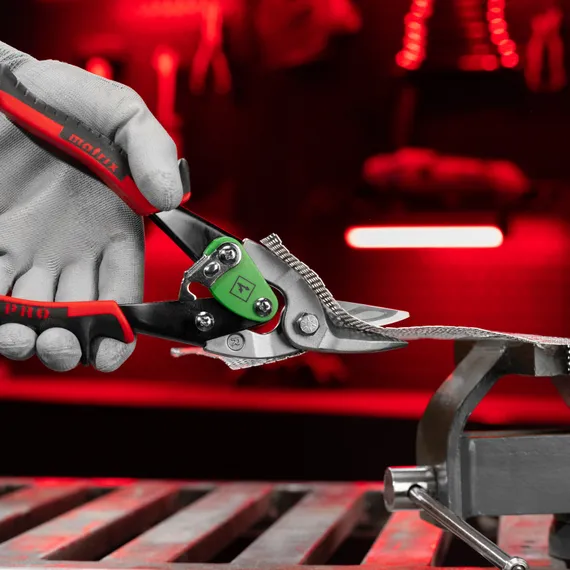 Ножницы по металлу, 250 мм, правый рез, сталь CRMO, двухкомпонентные рукоятки, PRO Matrix