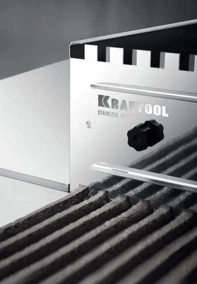 KRAFTOOL BUNKER-4 зуб 8, 10, 12 мм, полукруг 10х20 мм, нерж. сталь, Раздвижная гребенка для плитки (08081)