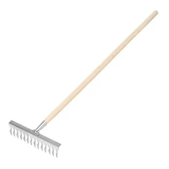 Грабли, нержавеющая сталь, 340 х 1300 мм, 14 витых зубьев, деревянный черенок, Сибртех