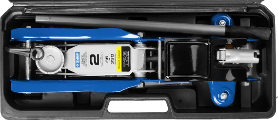 ЗУБР Т-35, 2 т, 85 - 330 мм, подкатной домкрат с низким подхватом в кейсе, Профессионал (43056-2-K)