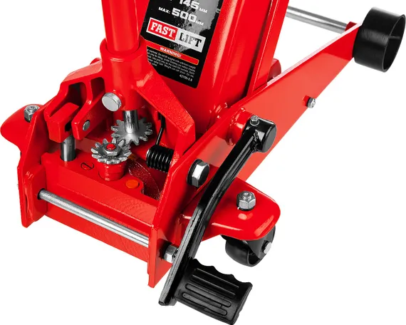 STAYER F-35 RED FORCE, 3.5 т, 145 - 500 мм, подкатной домкрат с быстрым и высоким подъемом для СТО, Professional (43155-3.5)