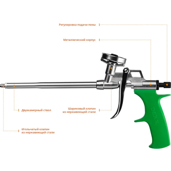 DEXX Pro Metal, металлический пистолет для монтажной пены (06868)