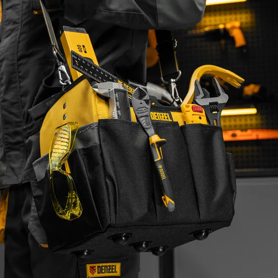 Переноска для инструмента, 260х240х300 мм, 22 кармана, наплечный ремень Denzel