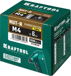 KRAFTOOL Nut-R, М4, уменьш. бортик, 1000 шт, резьбовые заклепки стальные с насечками (311708-04)