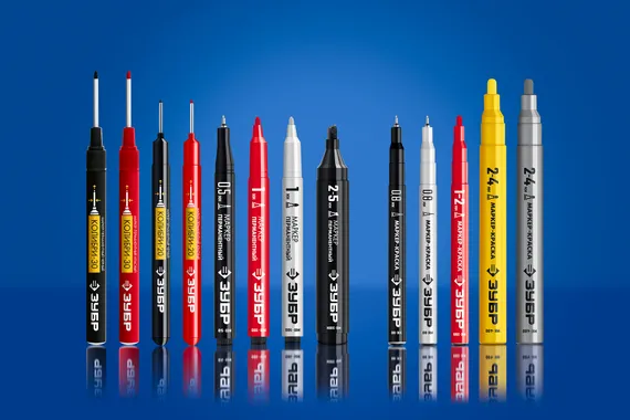 ЗУБР Колибри-20 черный, наконечник L 20 мм, ᴓ 2 мм, перманентный маркер для отверстий (06328-2)