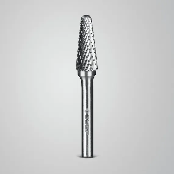ЗУБР 10х25 мм, тип L (конус с закругленным углом 28°, радиус 2.2 мм), хв-к 6 мм, твердосплавная борфреза, ПРОФЕССИОНАЛ (28810-10-25)