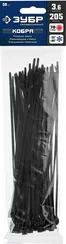 ЗУБР КОБРА, 3.6 x 205 мм, нейлон РА66, 50 шт, черные, кабельные стяжки с плоским замком, Профессионал (30935-36-205)