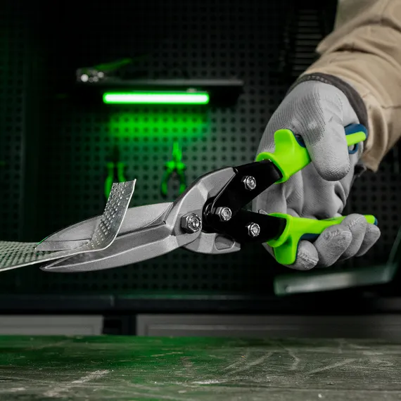 Ножницы по металлу, удлиненные, 285 мм, пряморежущие, двухкомпонентные обрезиненные рукоятки Сибртех