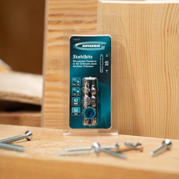 Набор бит двухстор., PH2-T30х45мм, PZ2-H4х45мм, сталь S2, 2 шт. Gross