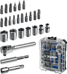 ЗУБР Компакт 26 предм., система стыковки Z-БОКС, набор: трещотка с насадками, Профессионал (25172)