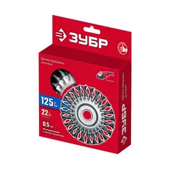 ЗУБР 125х22 мм, щетка дисковая для УШМ, жгутированная стальная проволока 0.5 мм, посад. 22 мм (35170-125)