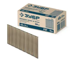 ЗУБР FST 45 х 1.8 мм, финишные гвозди по бетону оцинкованные, калибр 15GA, 1000 шт (305389-45)