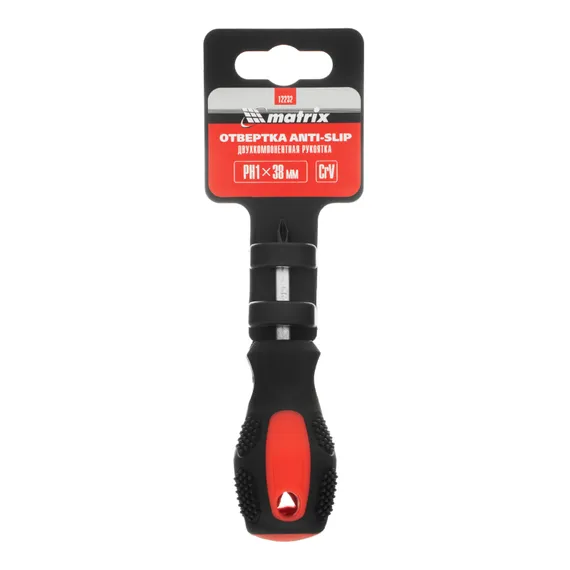 Отвертка Anti-Slip, PH1 х 38 мм, CrV, двухкомпонентная рукоятка Matrix