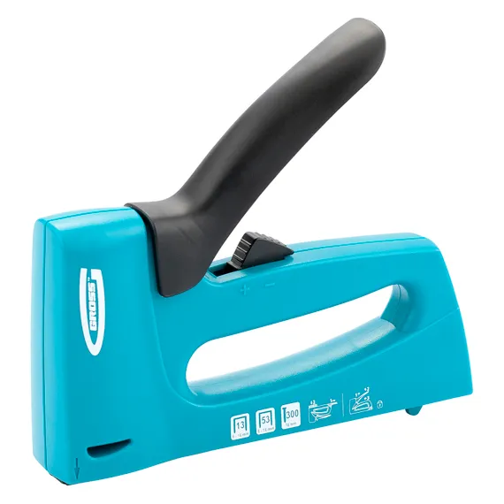 Степлер мебельный, пластиковый корпус, регулировка удара, тип скобы: 13, 53, 300, 6-16 мм Gross