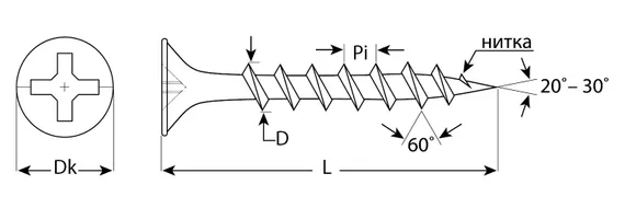 ЗУБР СГД, 76 х 4.2 мм, фосфатированное покрытие, 1200 шт (4,8 кг.), саморез гипсокартон-дерево, Профессионал (4-300030-42-075)