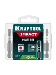 KRAFTOOL Impact TX 25, 50 мм, 10 шт, ударные биты (26195-25-50-S10)