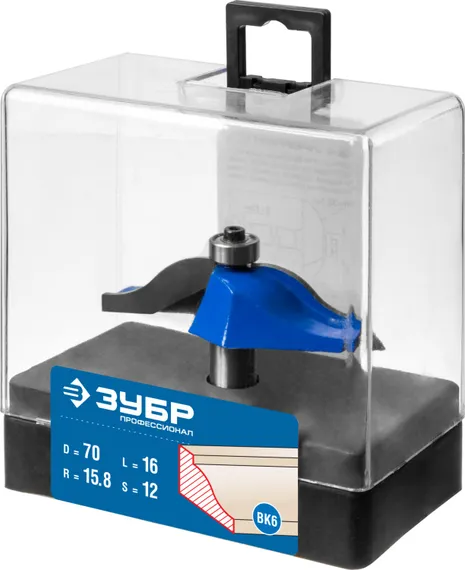 ЗУБР 70 x 16 мм, радиус 15.8 мм, фреза фигирейная №1, Профессионал (28760-70)
