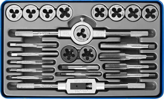 ЗУБР 24 предмета, сталь Р6М5, набор метчиков и плашек, Профессионал (28110-H24)