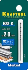 KRAFTOOL HSS-G, 2.0 х 49 мм, сталь P6M5, сверло по металлу (29651-2)