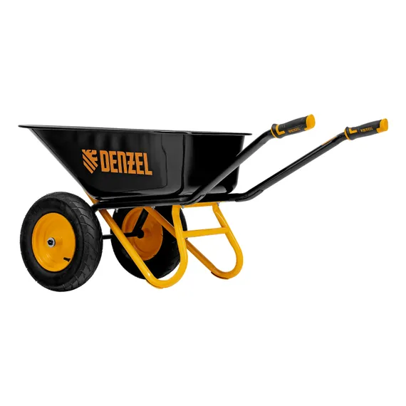 Тачка строительная, усиленная, объем 120 л, 350 кг, двухколесная, колесо 16х4.00-8 Denzel