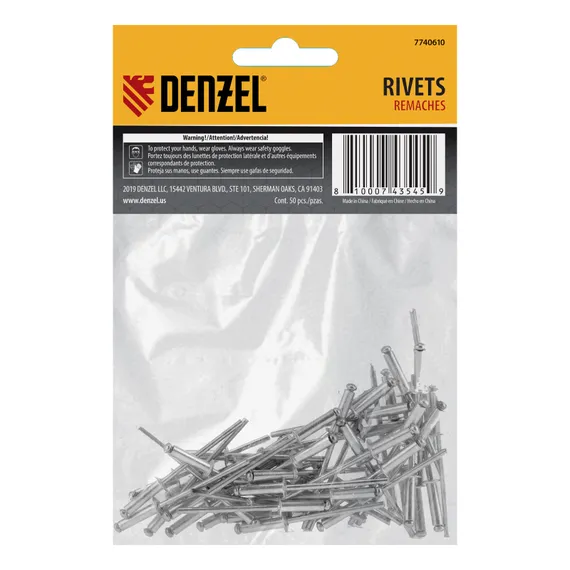 Заклепки алюминиевые, 1/8"-1/2", 3 х 12 мм, 50 шт Denzel