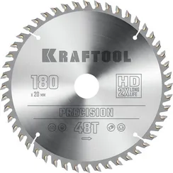 KRAFTOOL Precision, 180 х 20 мм, 48Т, пильный диск по дереву (36952-180-20)