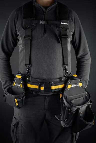 KRAFTOOL KBS-5 пояс монтажника, в комплекте: пояс монтажника, подтяжки и 3 сумки (38760-5)